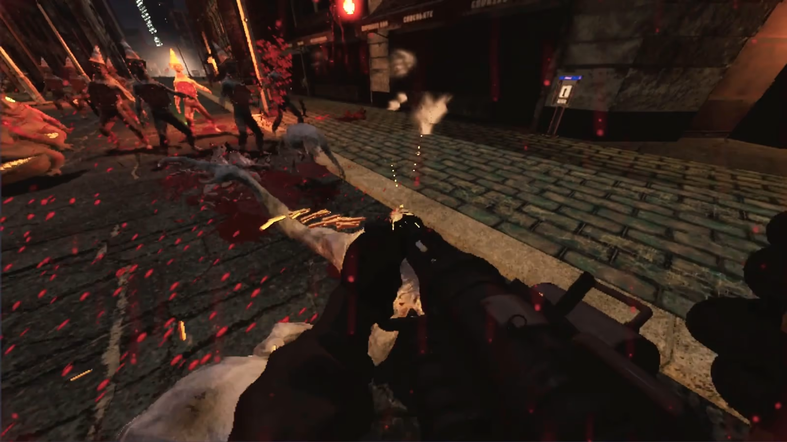 Shotgun blast tearing through a horde
